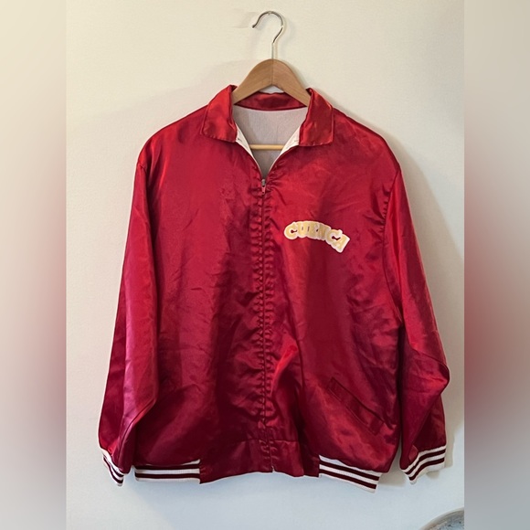 Vintage Red Satin Baseball Style Jacket - Picture 1 of 12